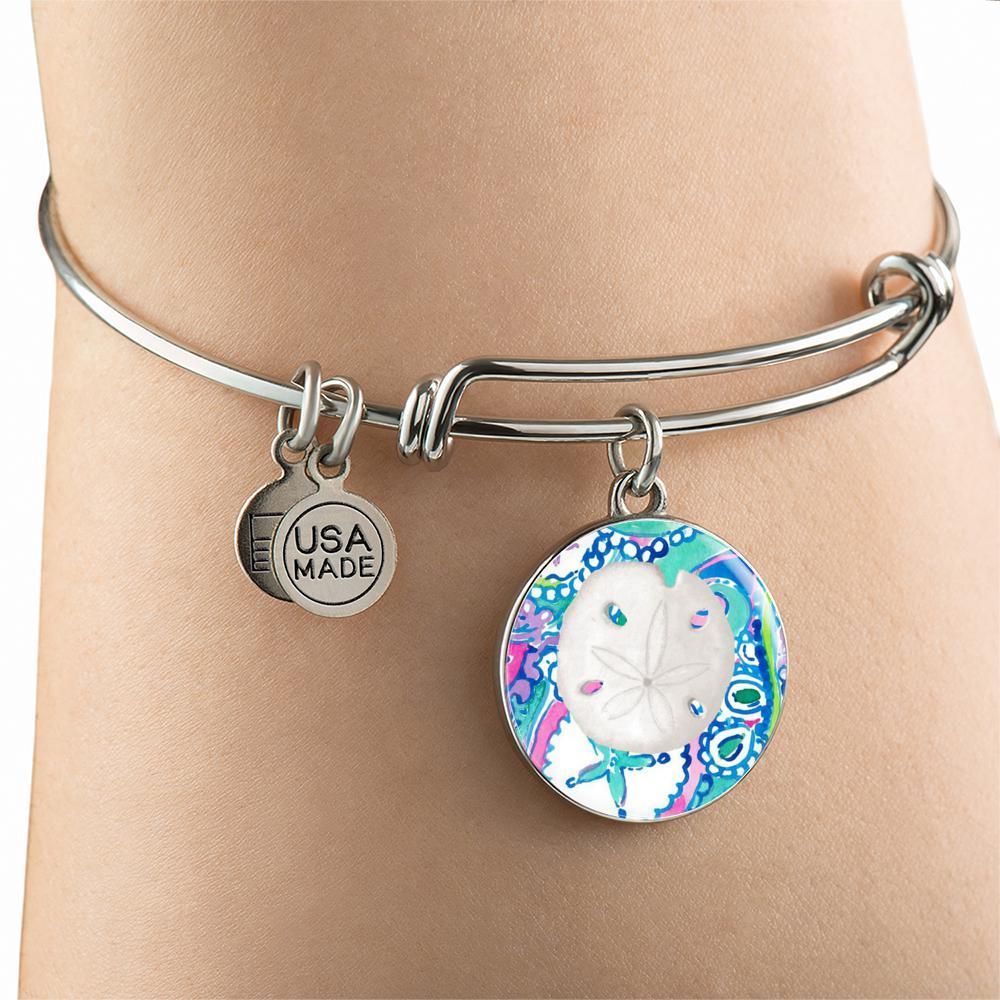 Colorful Sand Dollar Bangle Bracelet