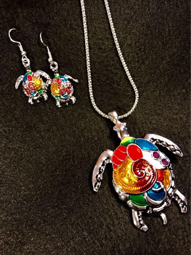 Colorful Turtle Jewelry Set