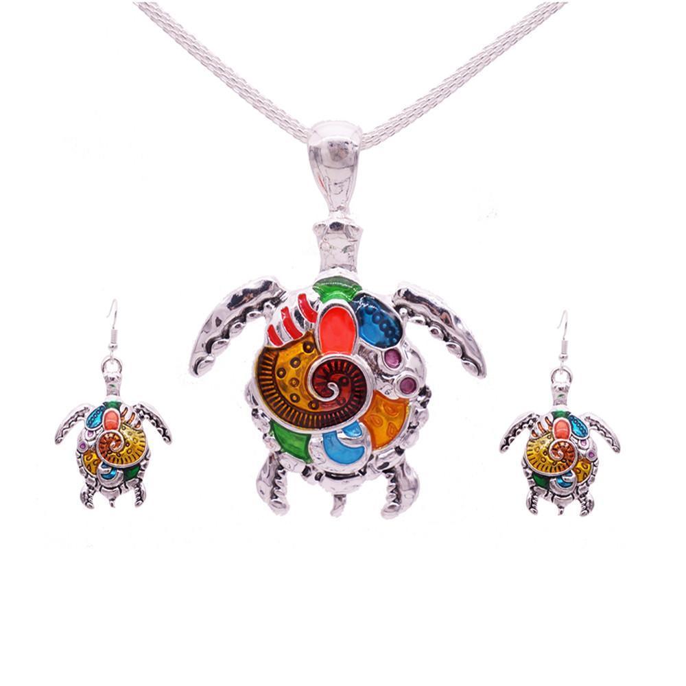 Colorful Turtle Jewelry Set
