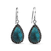 Compressed Turquoise Drop Earrings with 27 Round Shape Black Spinal Stones