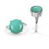 Compressed Turquoise Gemstone Ring with 14 Round Shape White CZ Stones