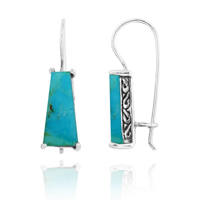 Compressed Turquoise Lever Back Earrings