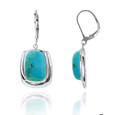 Compressed Turquoise Lobster Clasp Earrings