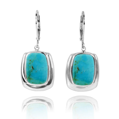 Compressed Turquoise Lobster Clasp Earrings