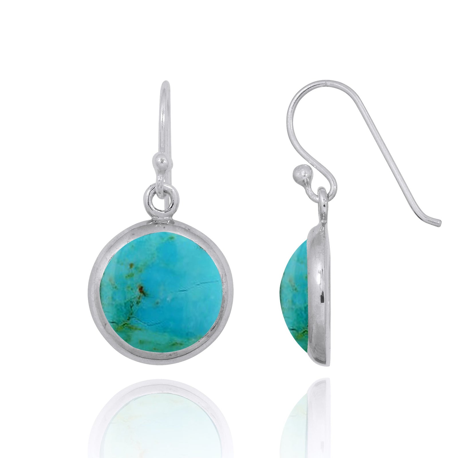 Compressed Turquoise Oxidized Silver Drop Earrings