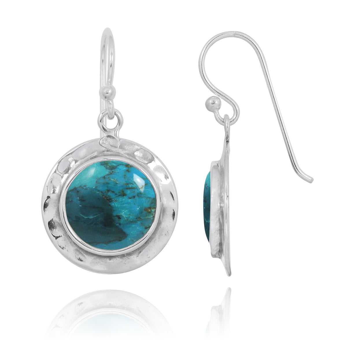 Compressed Turquoise Oxidized Silver Drop Earrings
