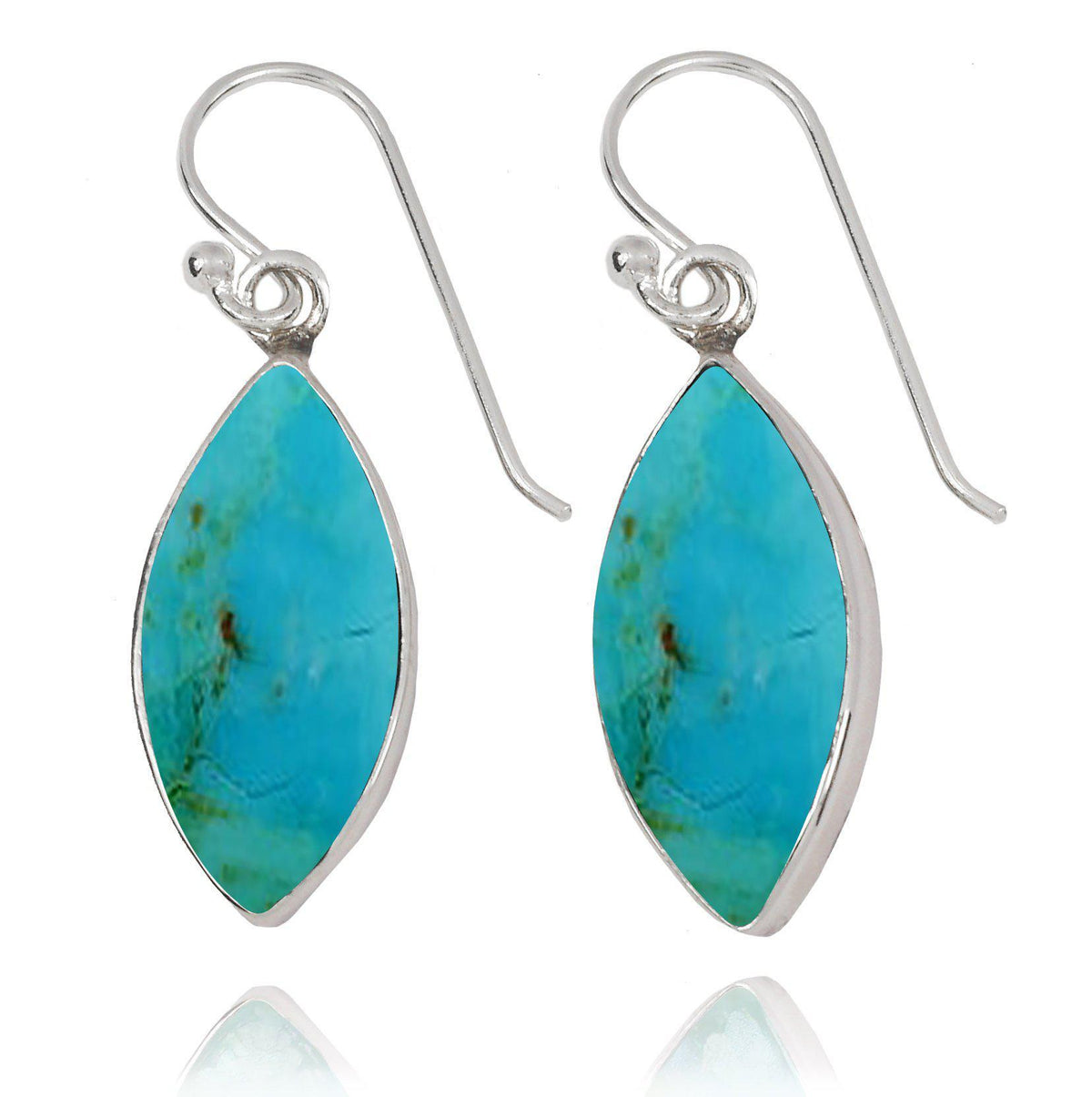 Compressed Turquoise Oxidized Silver Drop Earrings