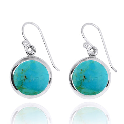 Compressed Turquoise Oxidized Silver Drop Earrings