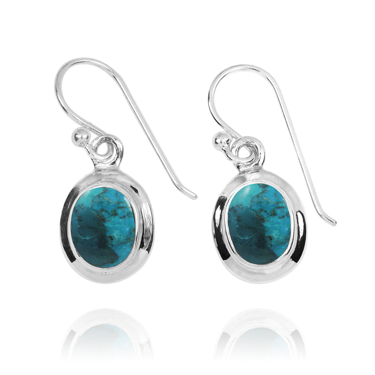 Compressed Turquoise Oxidized Silver Drop Earrings