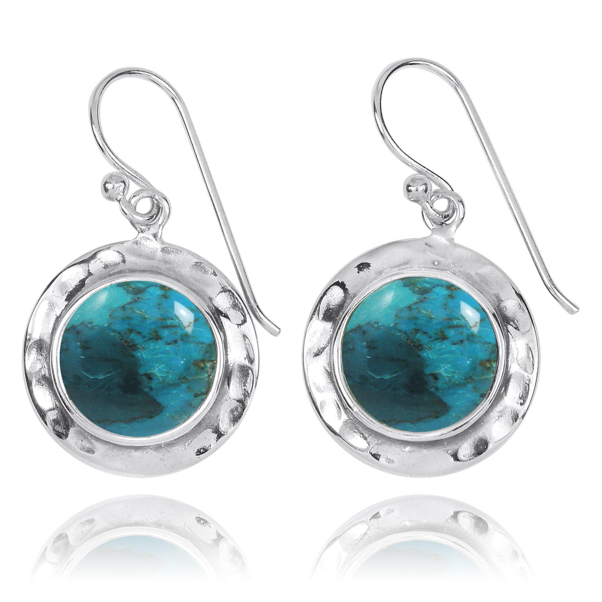 Compressed Turquoise Oxidized Silver Drop Earrings
