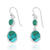 Compressed Turquoise Oxidized Silver Drop Earrings with 1 Oval Shape Compressed Turquoise Stone