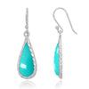 Compressed Turquoise Oxidized Silver French Wire Earrings