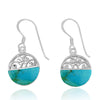 Compressed Turquoise Oxidized Silver French Wire Earrings