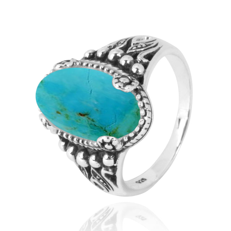 Compressed Turquoise Oxidized Silver Gemstone Ring