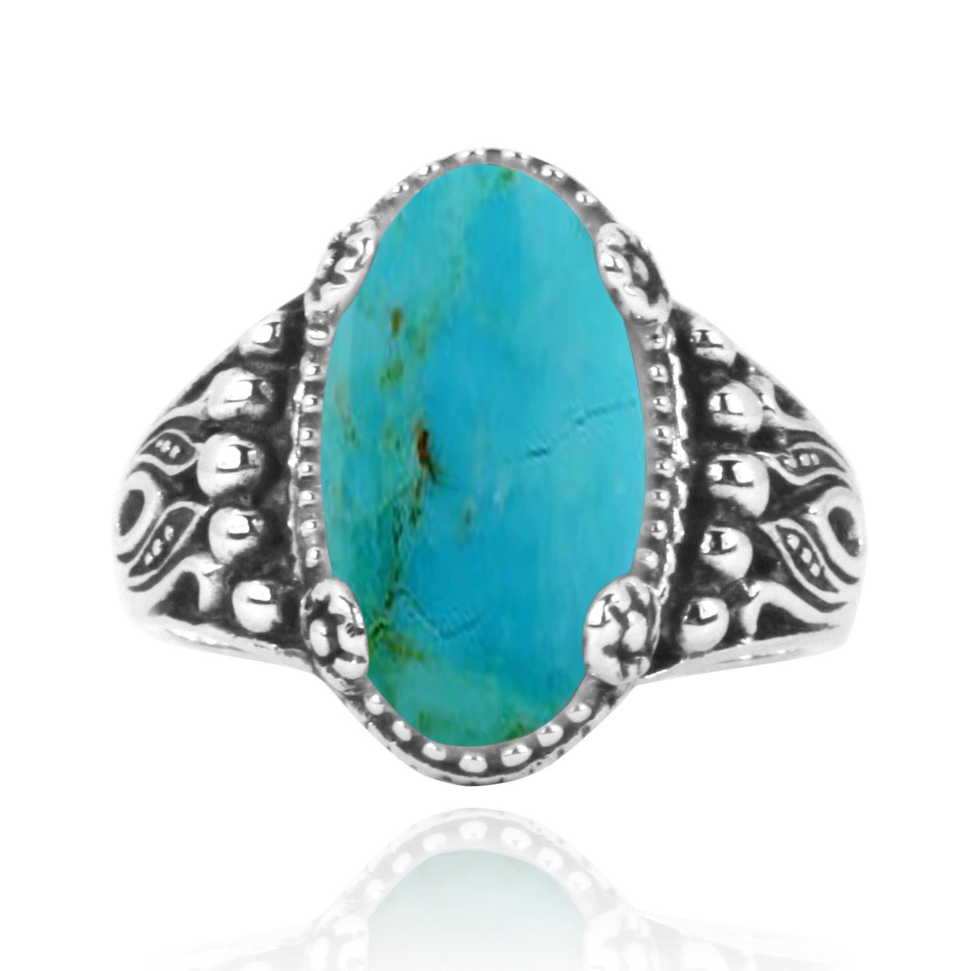 Compressed Turquoise Oxidized Silver Gemstone Ring