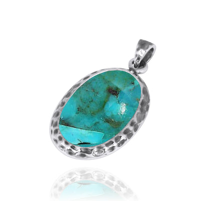 Compressed Turquoise Oxidized Silver Pendant