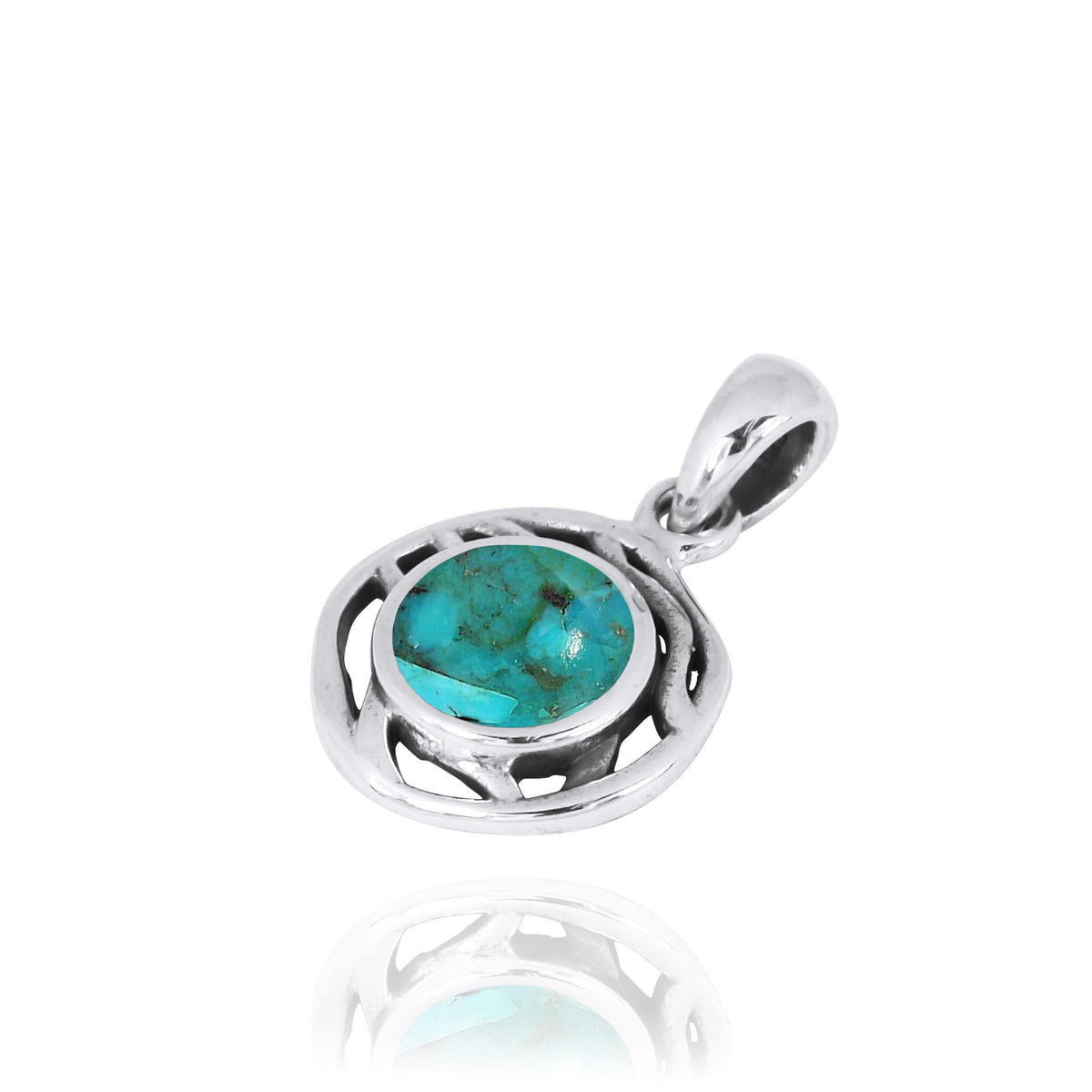 Compressed Turquoise Oxidized Silver Pendant