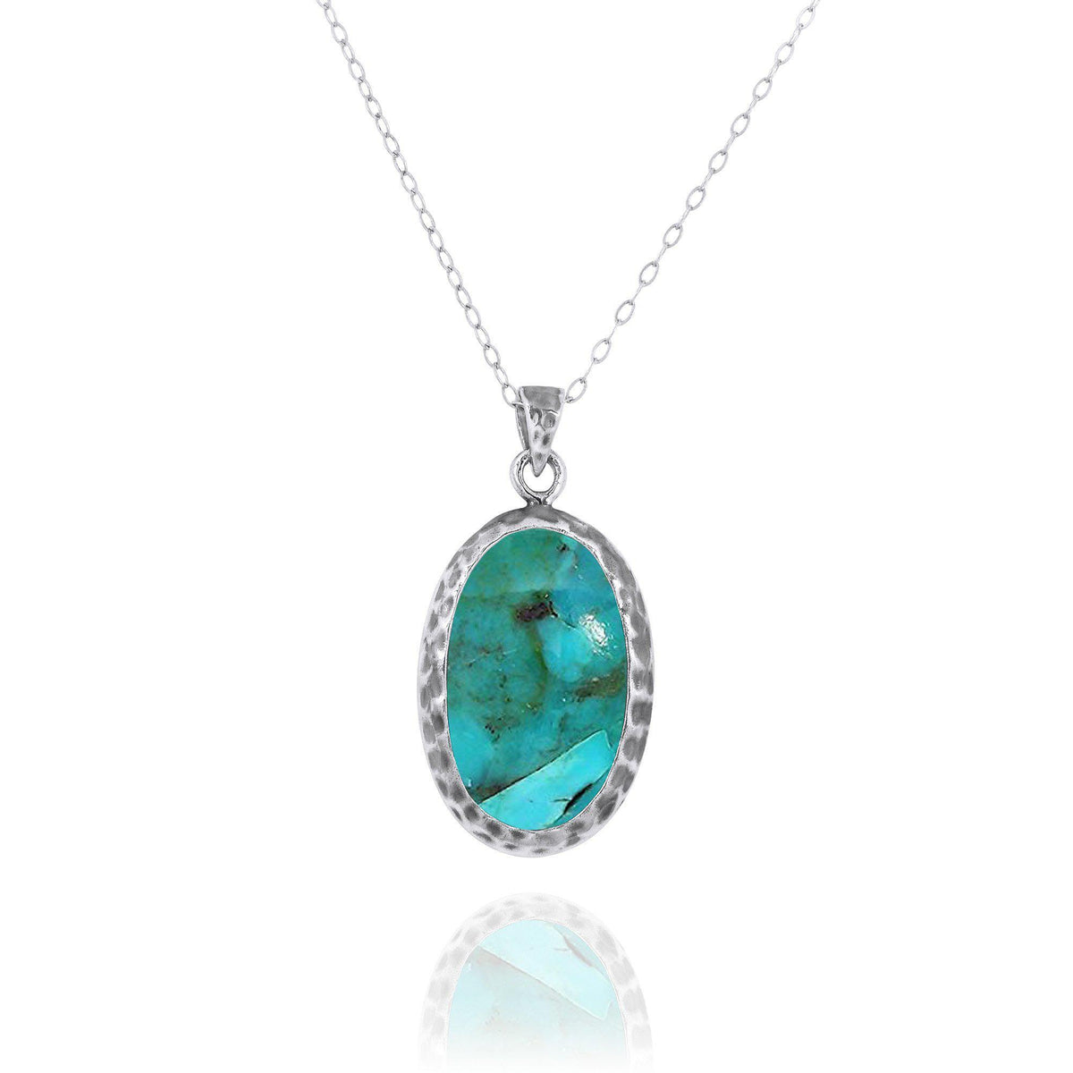 Compressed Turquoise Oxidized Silver Pendant