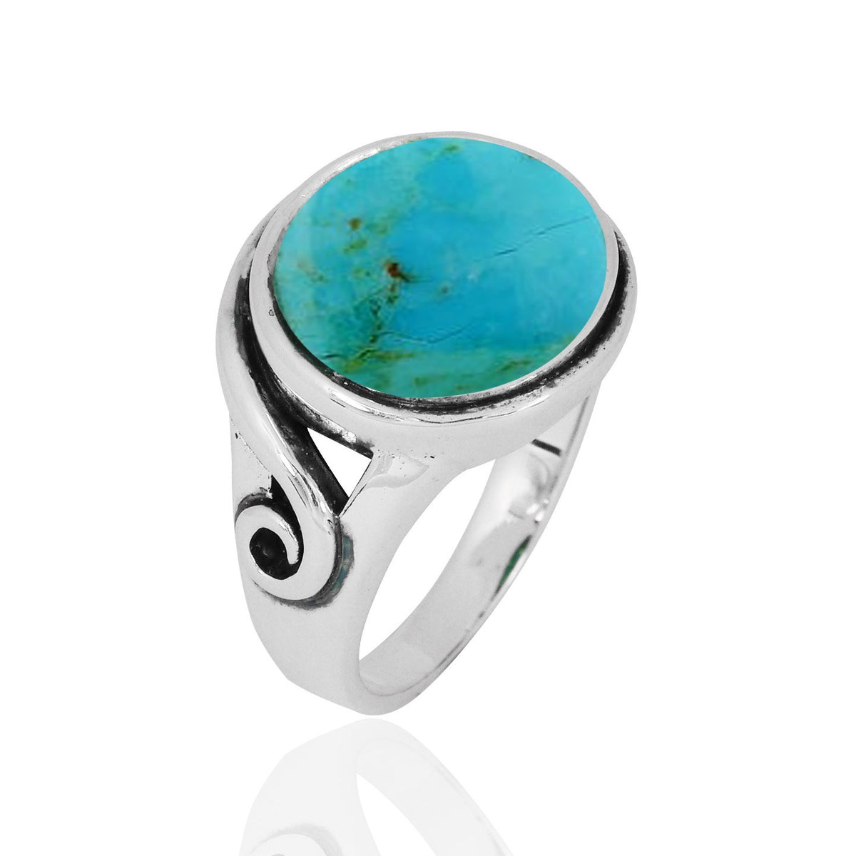 Compressed Turquoise Oxidized Silver Statement Ring