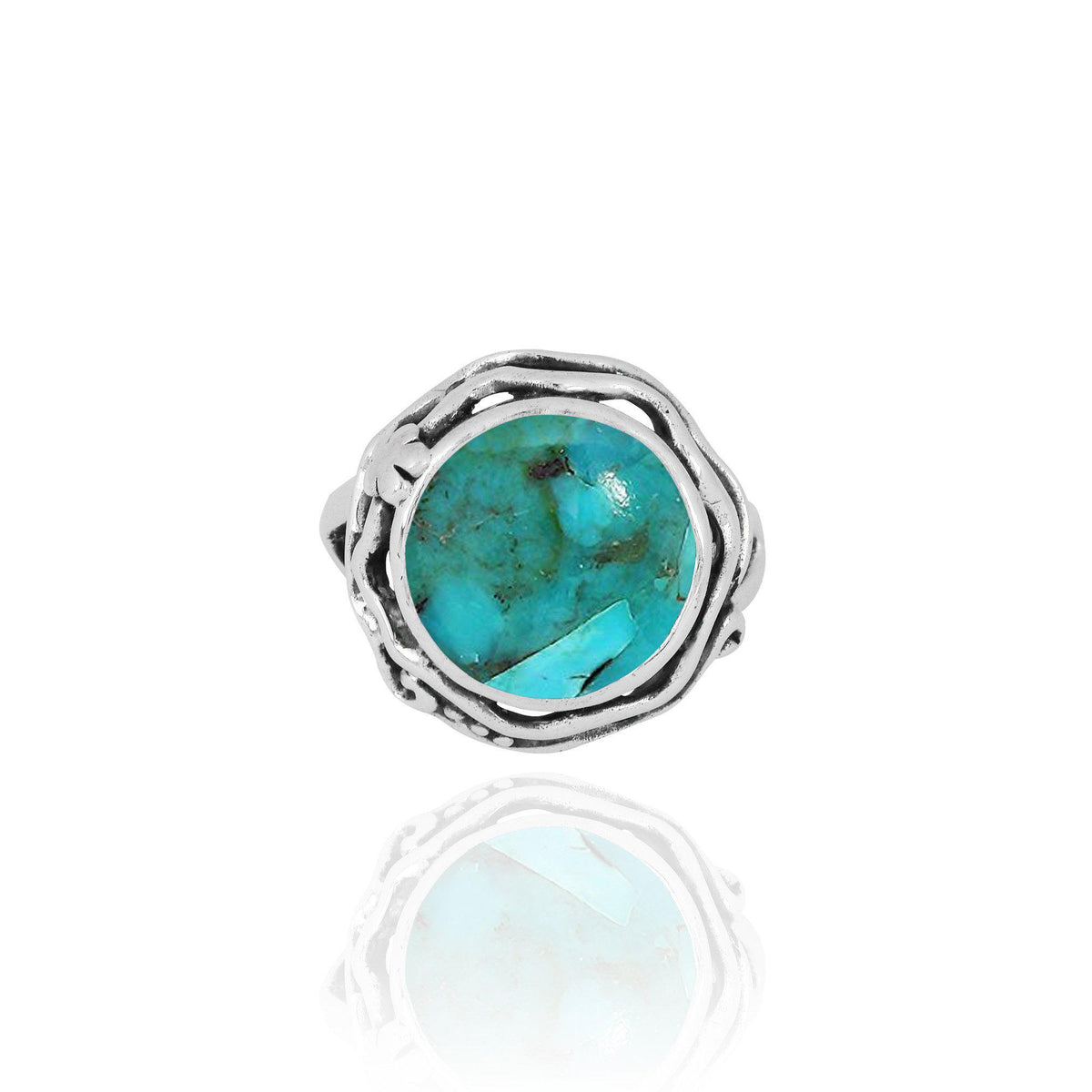 Compressed Turquoise Oxidized Silver Statement Ring