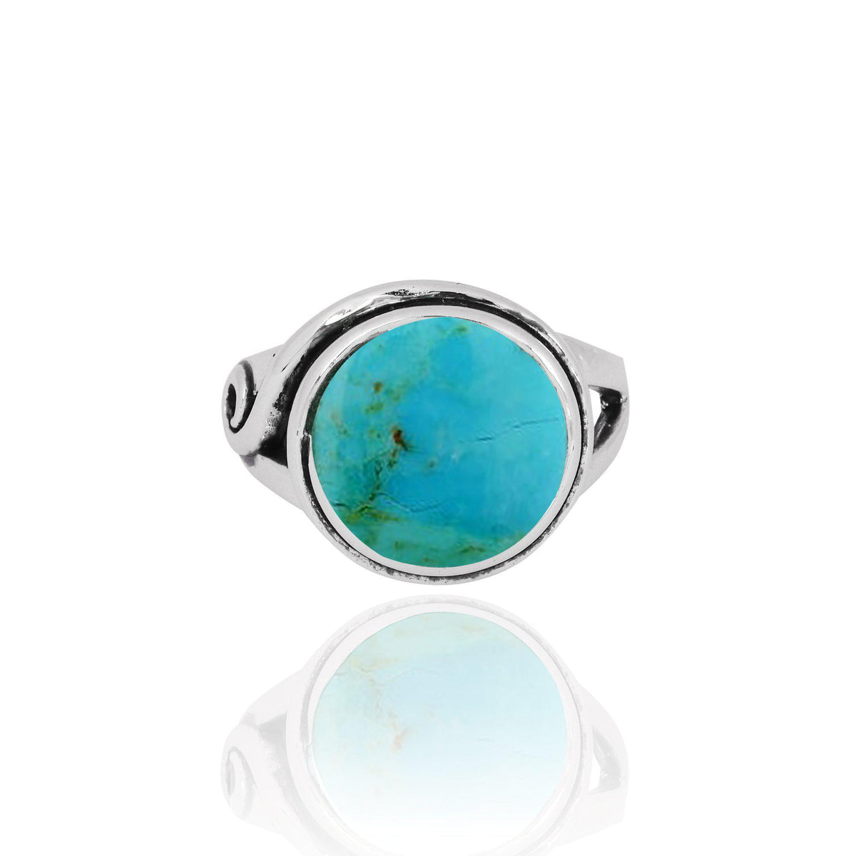 Compressed Turquoise Oxidized Silver Statement Ring