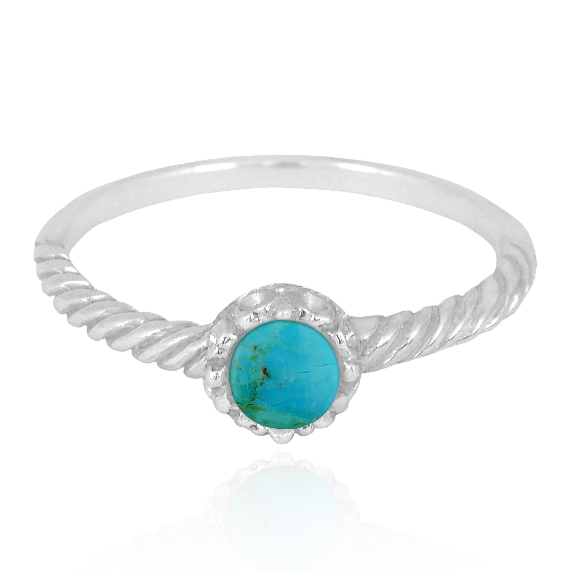Compressed Turquoise  Solitaire Ring