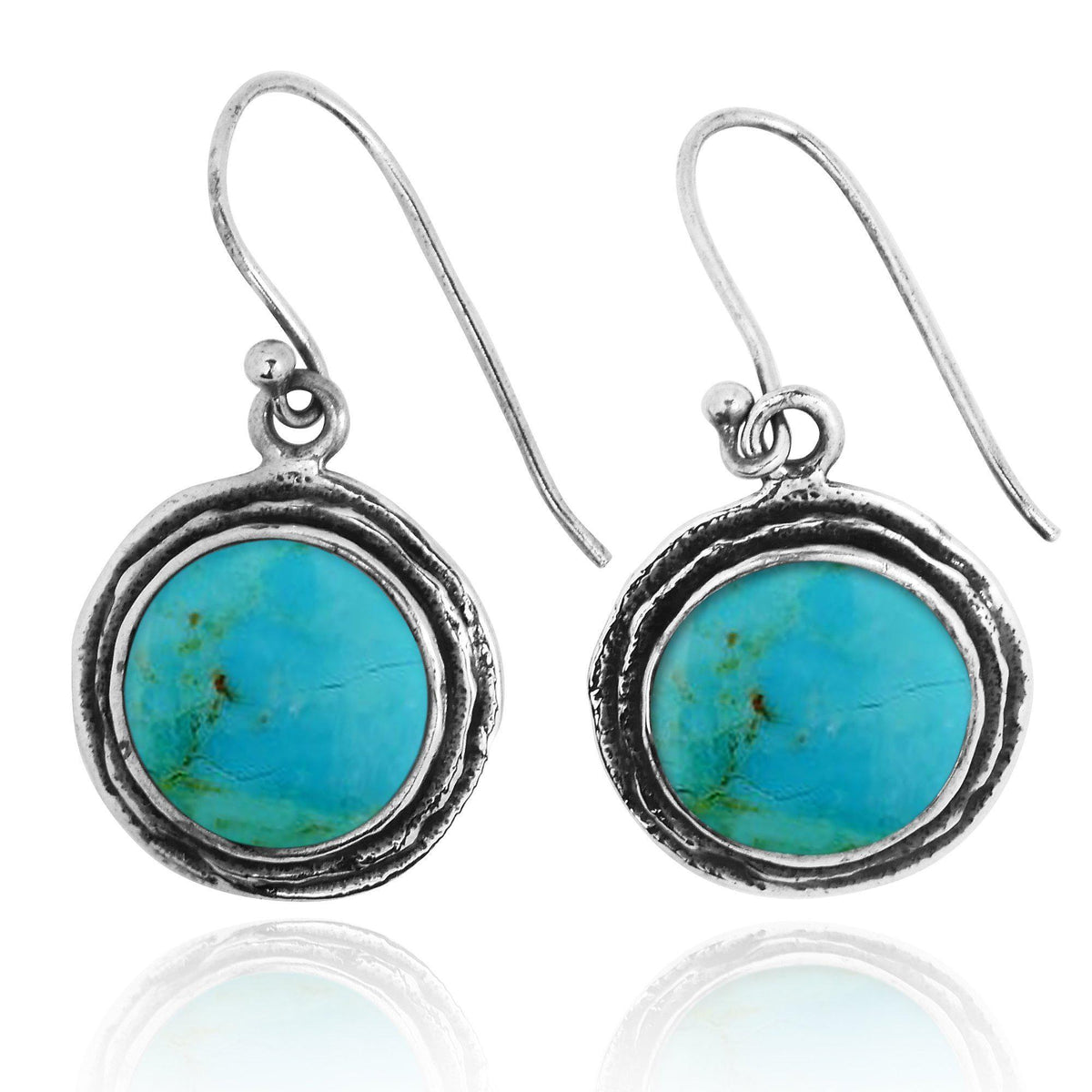 Compressed Turquoise Sterling Silver Drop Earrings