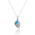 Conch Shell with Blue Opal and White CZ Sterling Silver Pendant Necklace