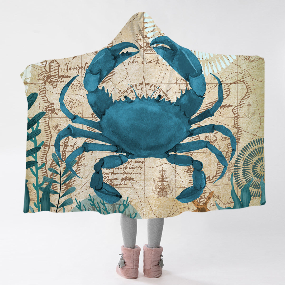 Crab Love Cozy Hooded Blanket