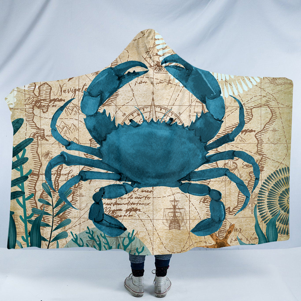 Crab Love Cozy Hooded Blanket