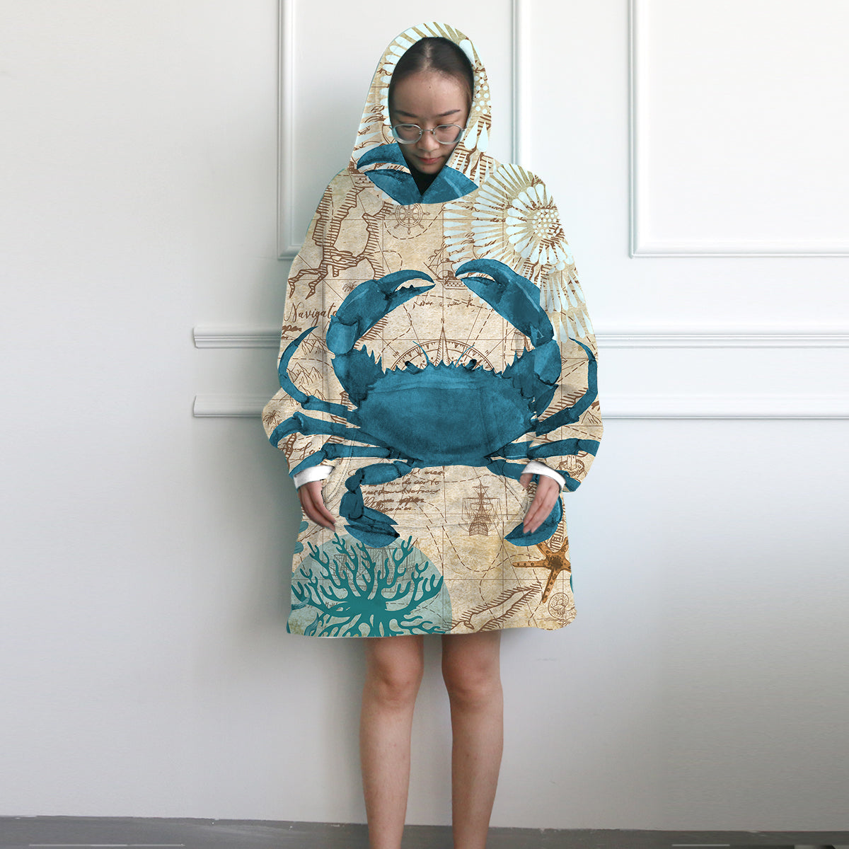 Crab Love Wearable Blanket Hoodie