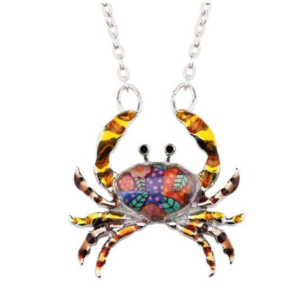 Cutie Crab - Enamel Pendant Necklace