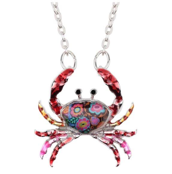 Cutie Crab - Enamel Pendant Necklace
