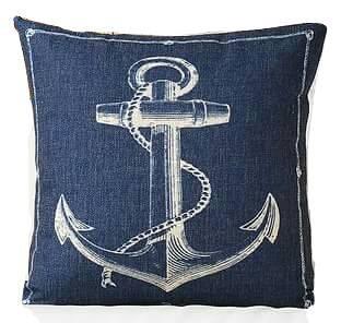 Deep Blue Anchor Pillow Cover