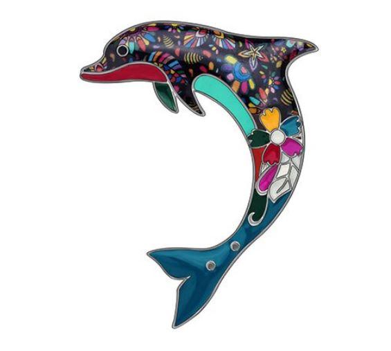 Dolly Dolphin - Enamel Brooch