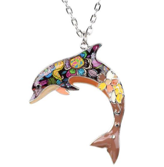 Dolly Dolphin - Enamel Pendant Necklace