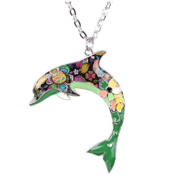 Dolly Dolphin - Enamel Pendant Necklace