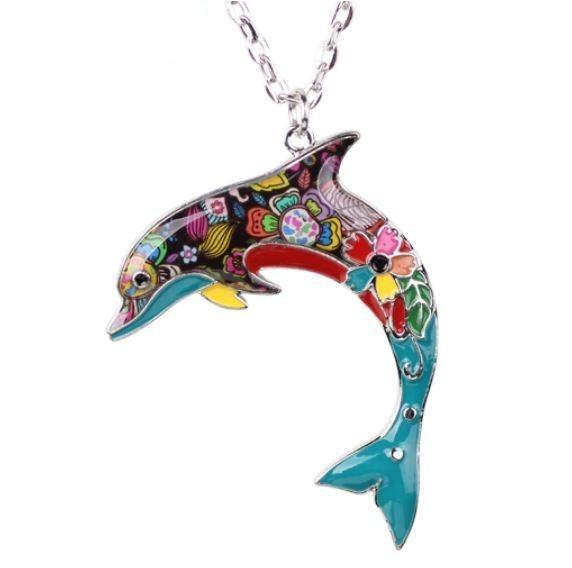 Dolly Dolphin - Enamel Pendant Necklace