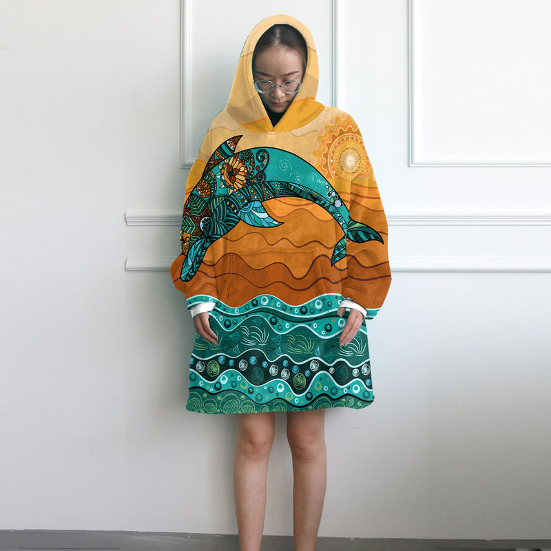 Jumping Dolphin Wearable Blanket Hoodie