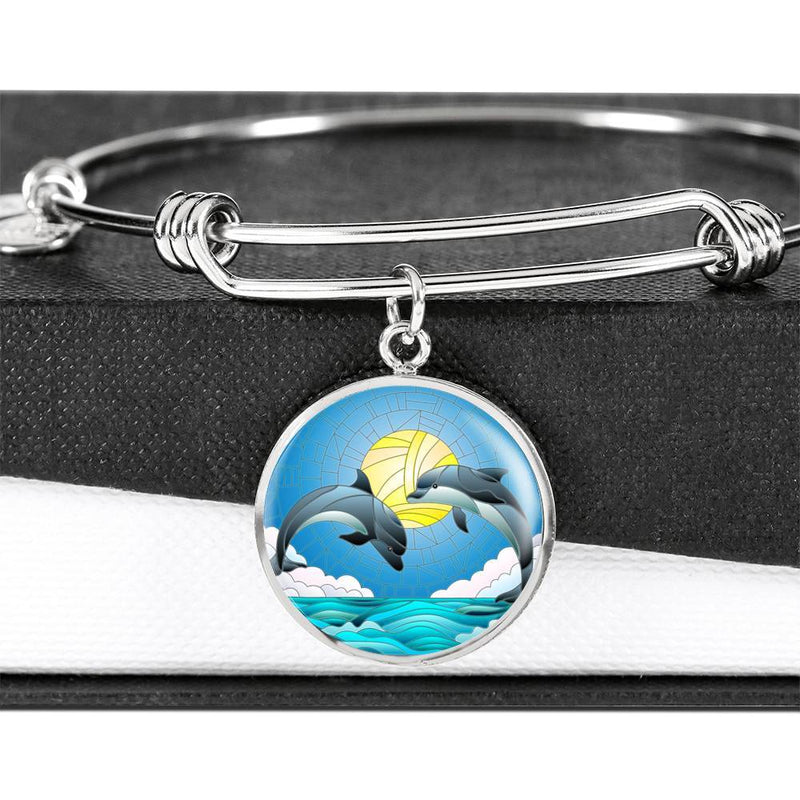 Dolphin Dancing Bangle Bracelet