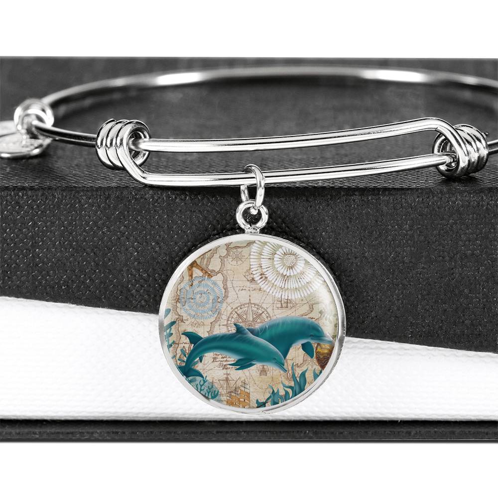 Dolphin Love Bangle Bracelet
