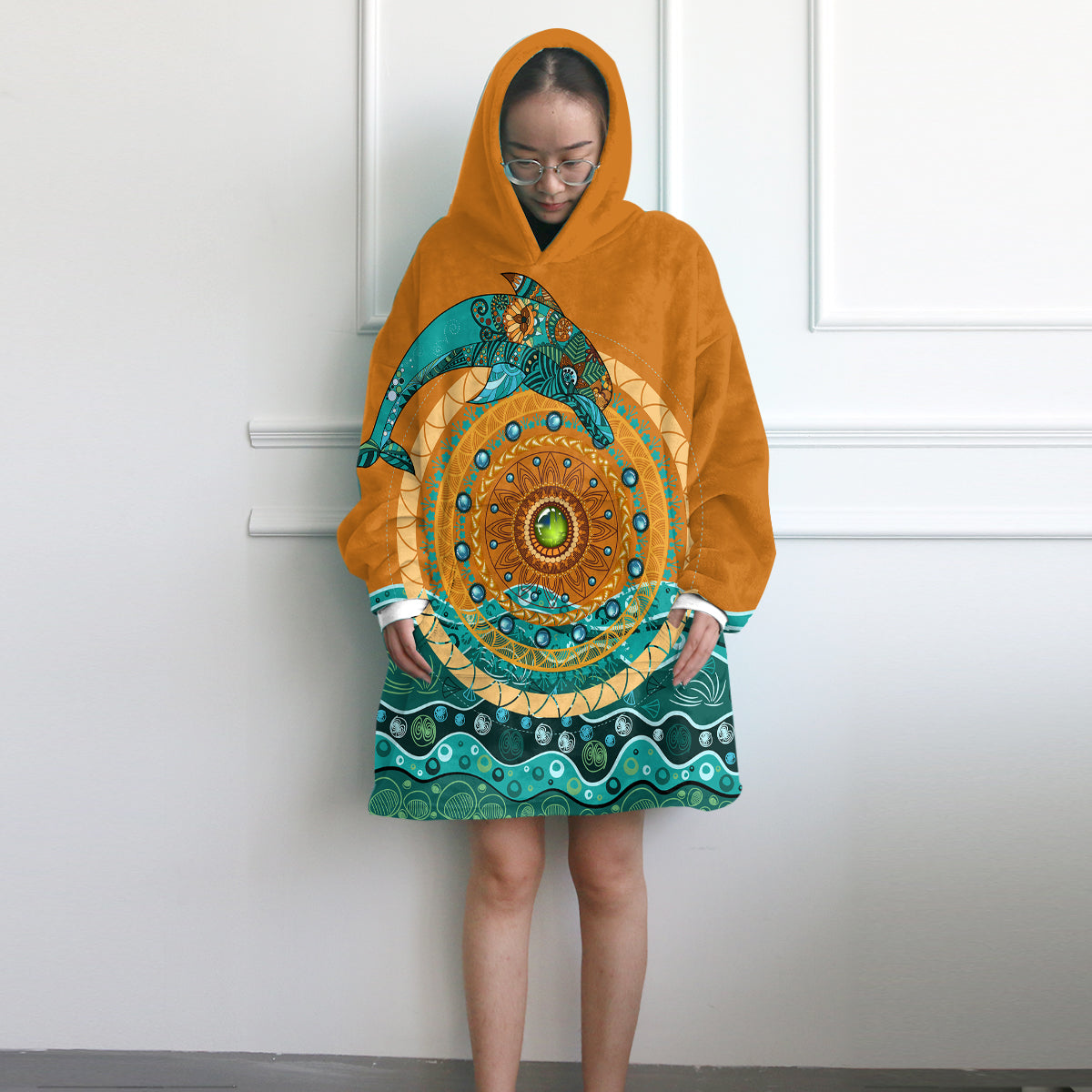 Dolphin Mandala Wearable Blanket Hoodie