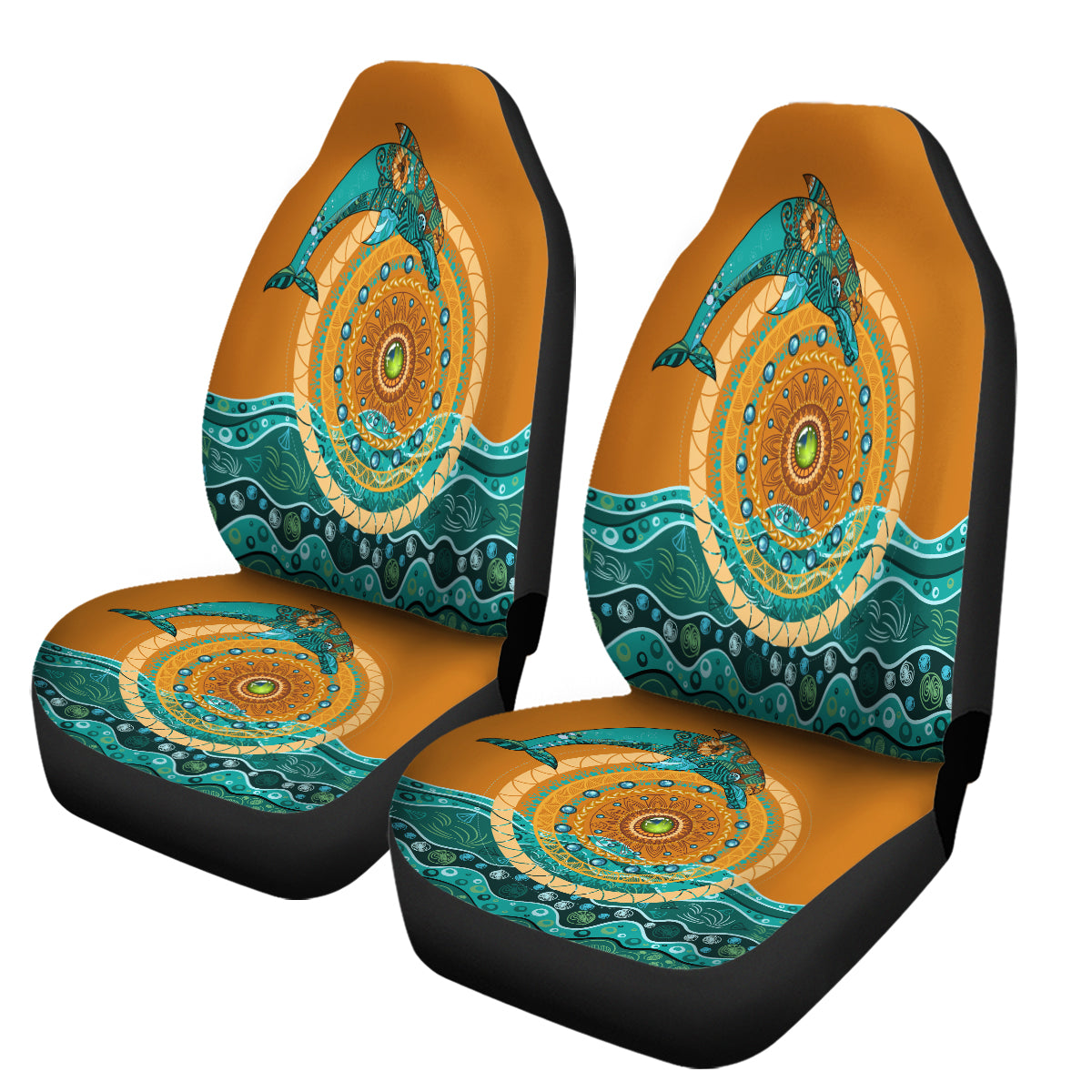Dolphin Mandala Car Seat Cover