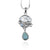 Dolphins Pendant Necklace with Blue Topaz, Mother of Pearl Mosaic and Larimar Stone