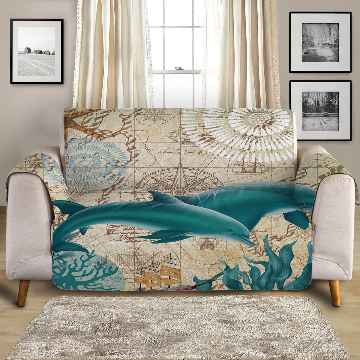 Dolphin Love Sofa Cover