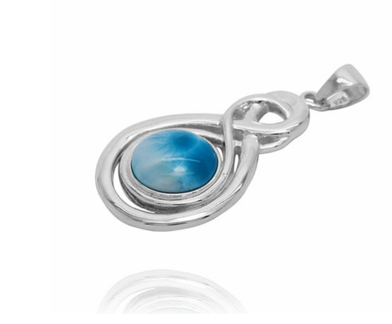 Caribbean Larimar Infinity Pendant Necklace