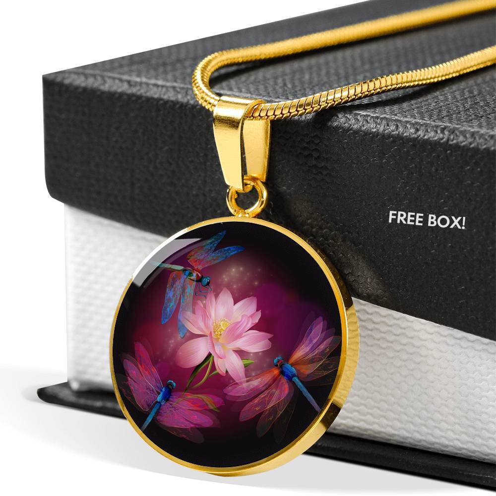 Dragonflies and Lotus Necklace