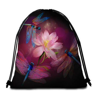 Dragonflies and Lotus Towel + Backpack