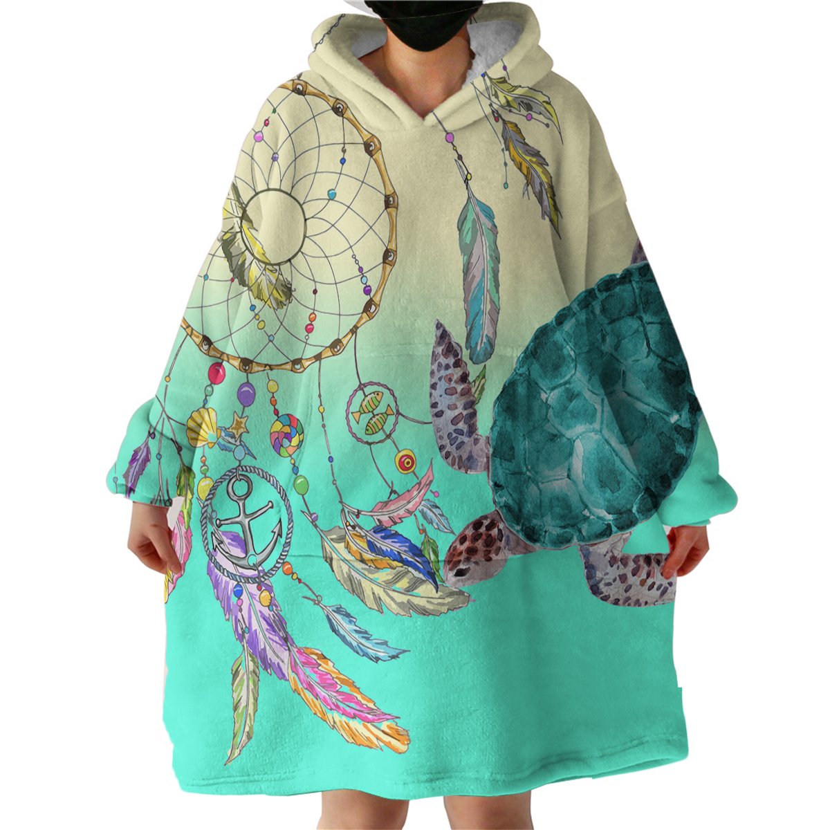 Wearable Blanket Fleece Wrap Shawl With Pockets Office Blanket