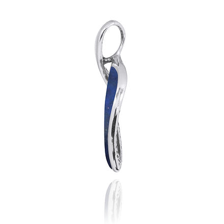 Modern Sterling Silver Hebrew Letter &quot;Yud&quot; Pendant with Lapis
